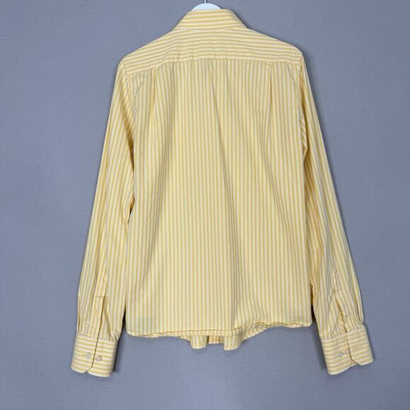 Ruehl 925 Mens Shirt Medium Yellow 100% Cotton Striped Oxford Prep Y2K Old Money - Picture 7 of 15